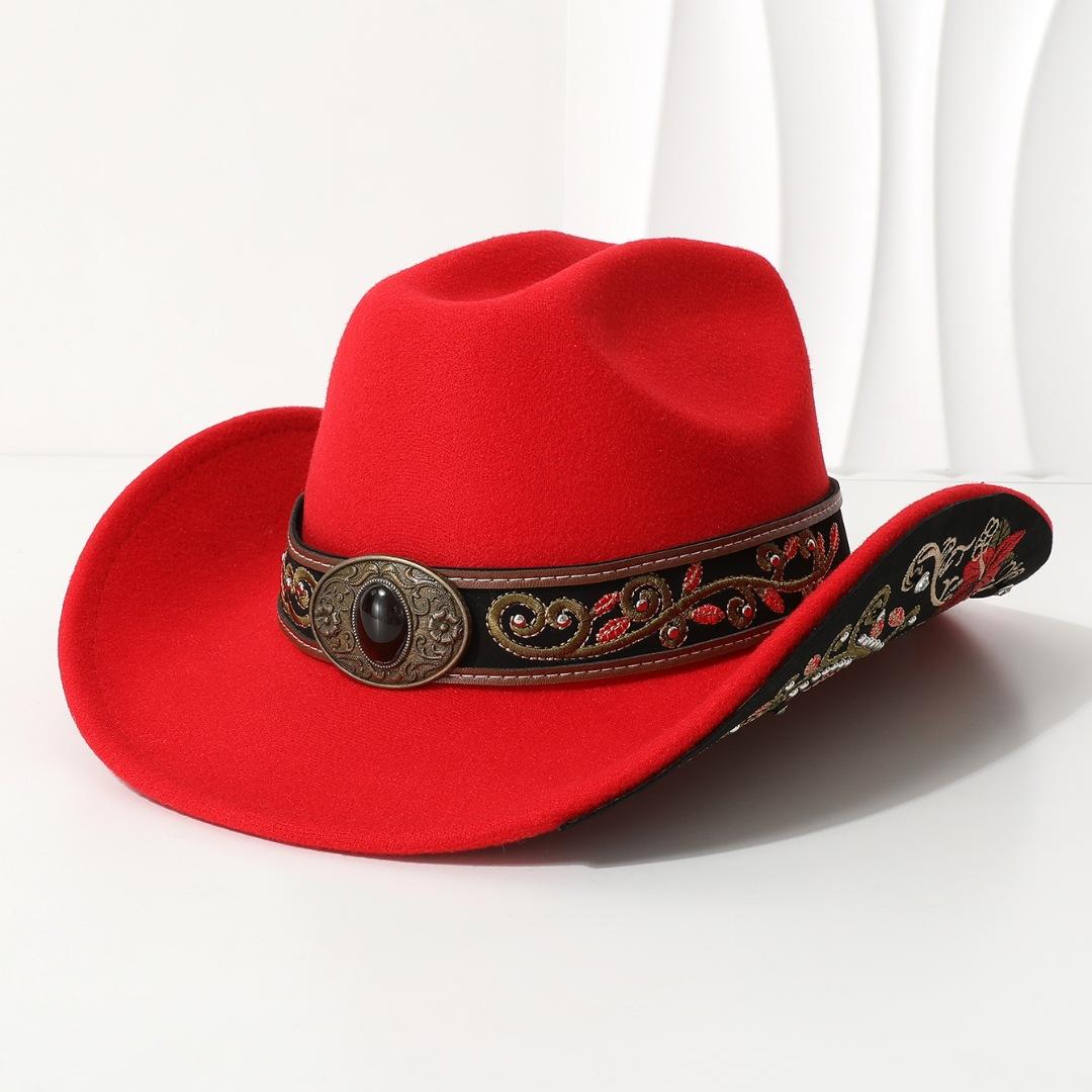 

Универсальная европейская и американская модель мужской и женской шерстяной рыбацкой шапки, широкополая федора, ковбойская шляпа, джазовая шляпа для весны и лета Average Size красный