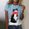 Summer Women Fashion T-shirt Funny Cartoon Cat Pattern O-Neck Tops Tees Female Short Sleeve Clothing Ladies Daily Casual Outfit