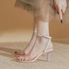 Sexy Transparent PVC Sandals Women Shoes Pointed Clear Crystal High Heel Female Stilettos Pumps Summer New Peep Toe Woman Pumps