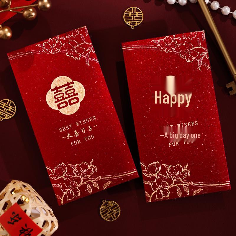 Roter Doppelglück Hochzeitsgeldumschlag für Frischvermählte