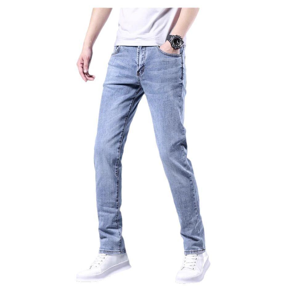 Spring and autumn jeans men's slim-fit straight Korean version of high-end elastic trend casual pants versatile fashion trousers