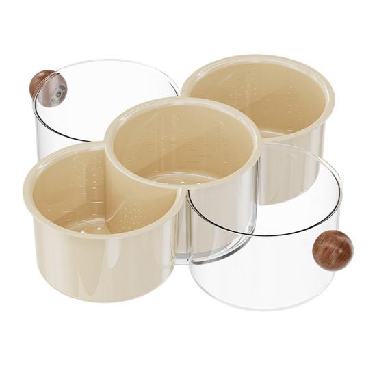 Rotating Divided Hot Pot Serving Tray Stackable Vegetable Ingredient Organizer with Draining Function Space-Saving Prep Platter for Family Meals &