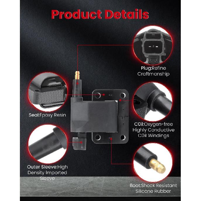 

cciyu Pack of 1 Ignition Coil for Dodge B1500/B2500/B3500/ for Ram 1500/ for Ram 2500/ for Ram 3500 for Jeep for Cherokee/Wrangler 1998-2003 Fits for
