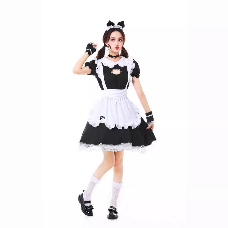 Halloween Cute Maid Outfit Super Cute Big Bow Lolita Cute Loli Dress Plus Size Costume