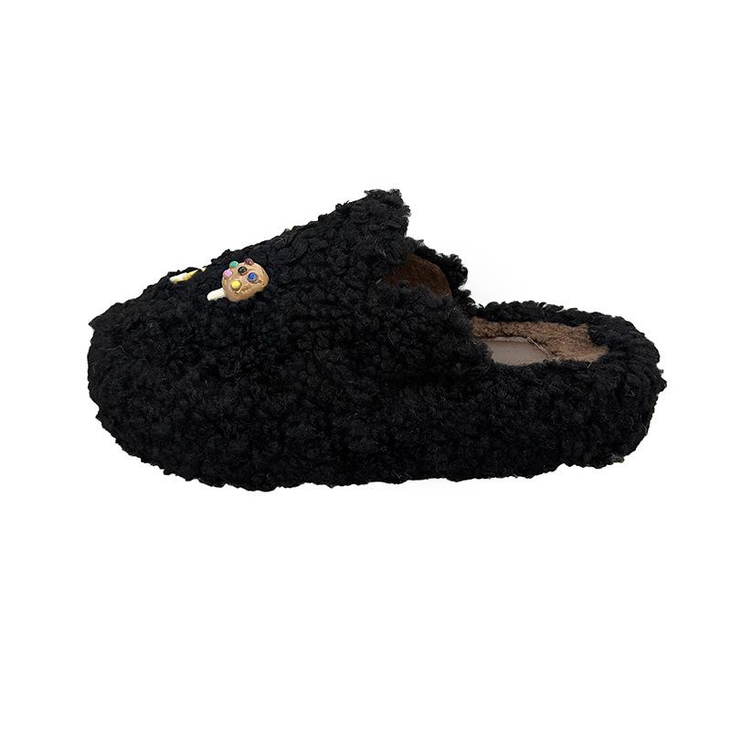 Popular Fashion Bow Mao Mao Shoes Outer Wear 2025 Autumn and Winter New One-pedal Doudou Shoes Velvet Cotton Slippers