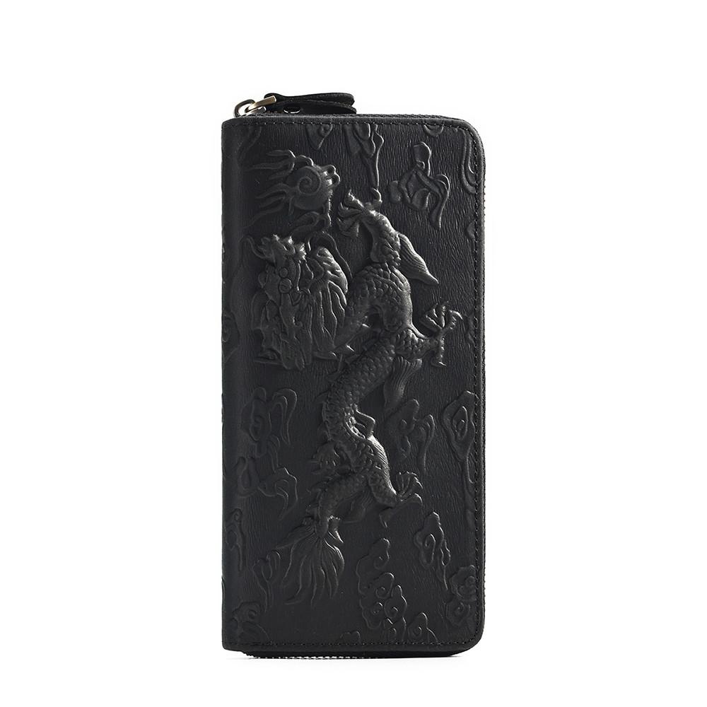 

Мужской кошелек из натуральной кожи Высококачественный длинный кошелек для мужчин Винтажный кошелек на молнии с карманом для монет Держатель для наличных и кредитных карт Клатч чёрный