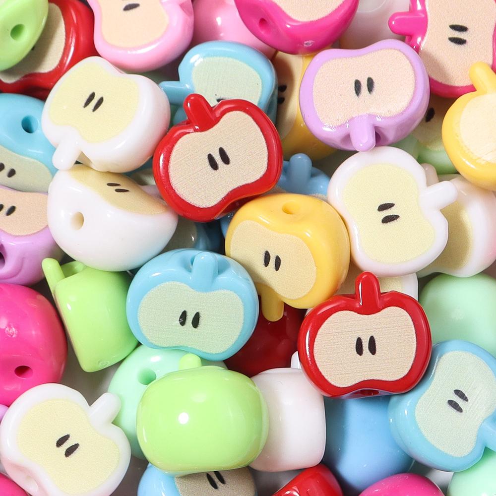 10pcs/lot Colored Half Apple-Shape Acrylic Beads Loose Spacer Bead For Jewelry Making DIY Charms Phone Chains Bracelet Accessory