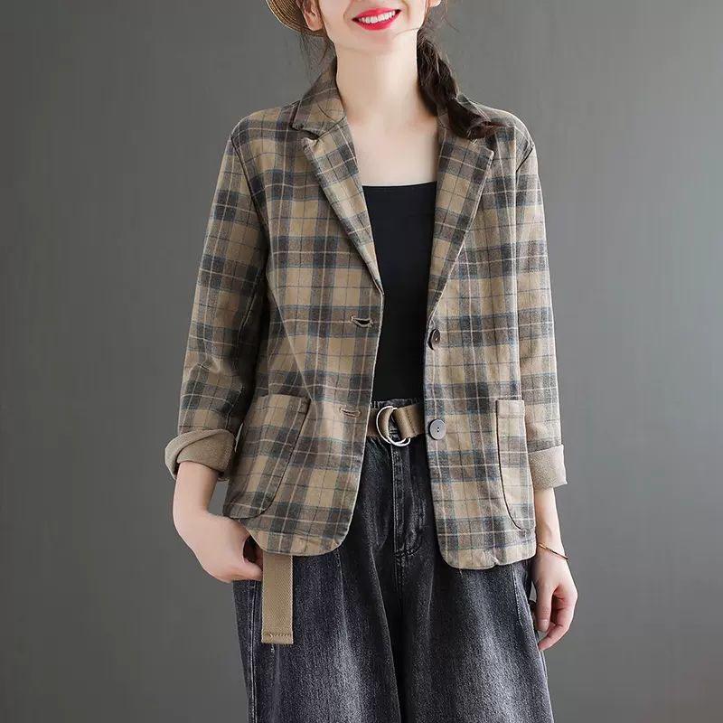 Coat Women Vintage Comfortable Lightweight Oversized Casual Blazer Cotton Linen Cardigan Jacket