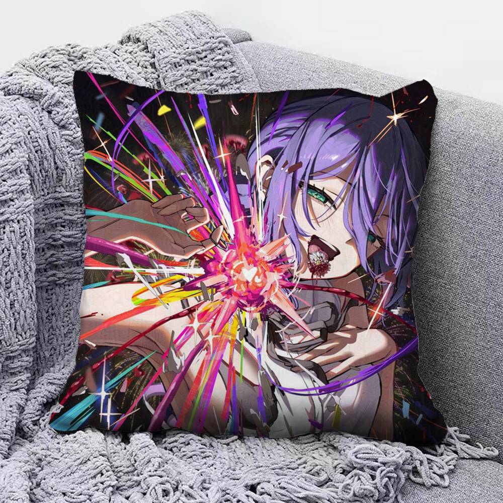 Reze Chainsaw Man Anime Girl Fujimoto Tatsuki Pillow Covers, Home Sofa Cushion Covers And Aecorative Custom Peach skin 18*18(CM)-1Pcs