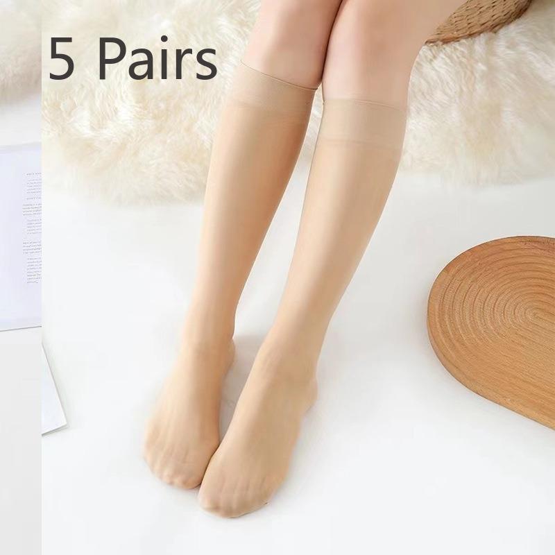 

5 пар женских летних тонких однотонных невидимых шелковых чулок, устойчивых к зацепкам 5 Pairs телесный