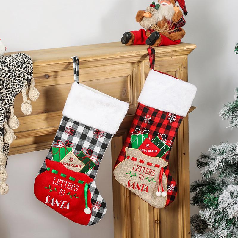 Beautifully Crafted Christmas Stocking Candy Bag With Unique Embroidered Details For Festive Decor