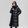Black gold down jacket men's long knee goose down jacket thickened new winter Northeast sub-zero coat women