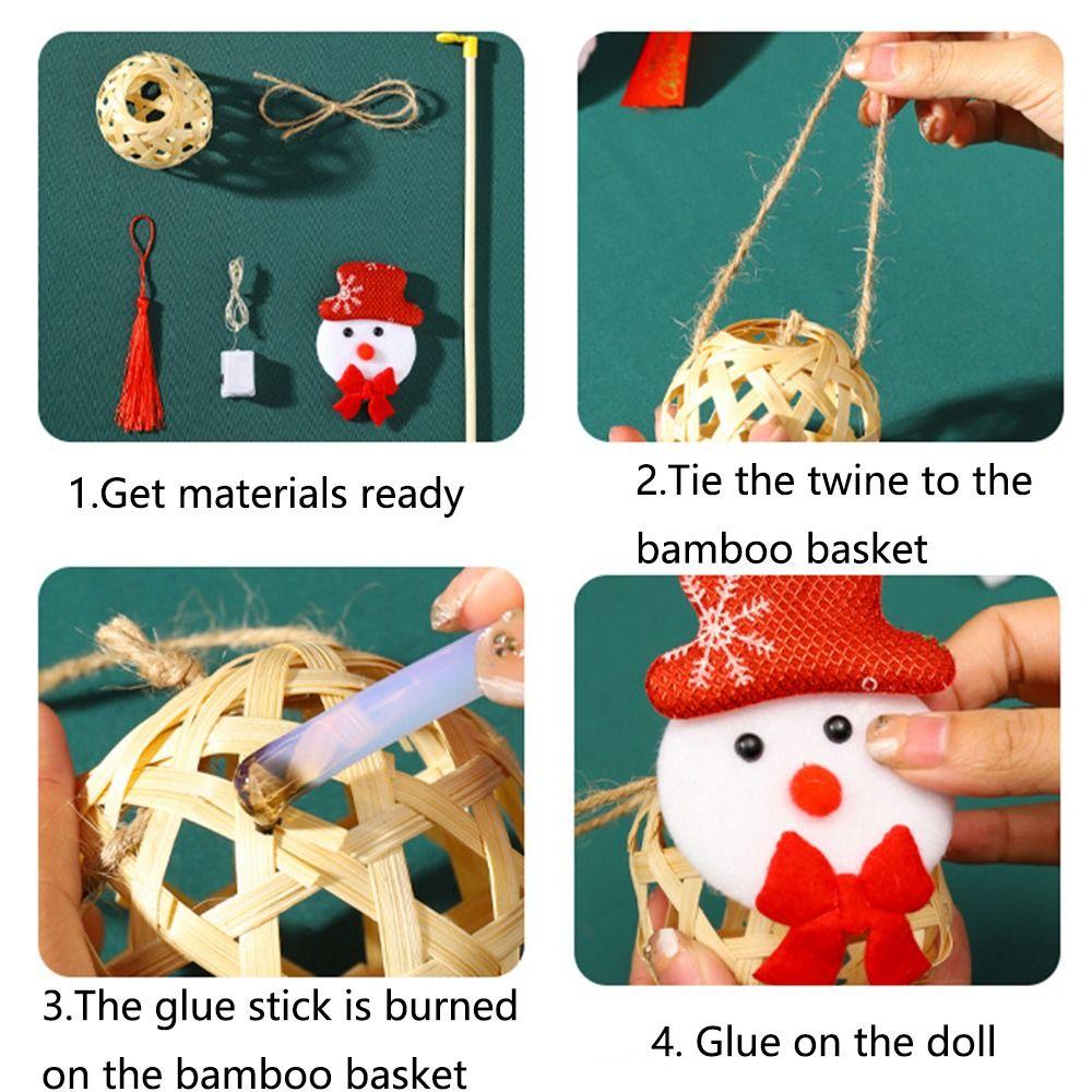 Handheld Christmas Bamboo Lantern Light-emitting Handmade Woven Lamp  Decoration