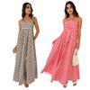 Striped Sleeveless Maxi Dress for Women Spaghetti Strap Smocked Swing Long Dress Summer Vacation Cami Sundress