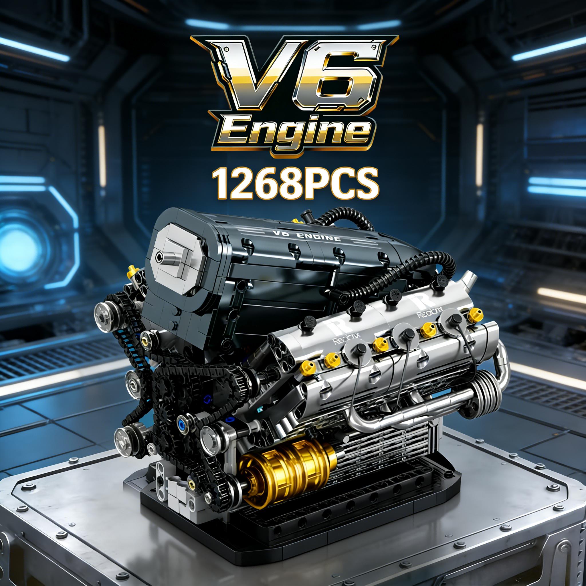 Linyi Toy Unisex High-Quality Moc High-Quality V6 High-Quality Engine High-Quality Building High-Quality Blocks High-Quality 1268Pcs High-Quality Motorized