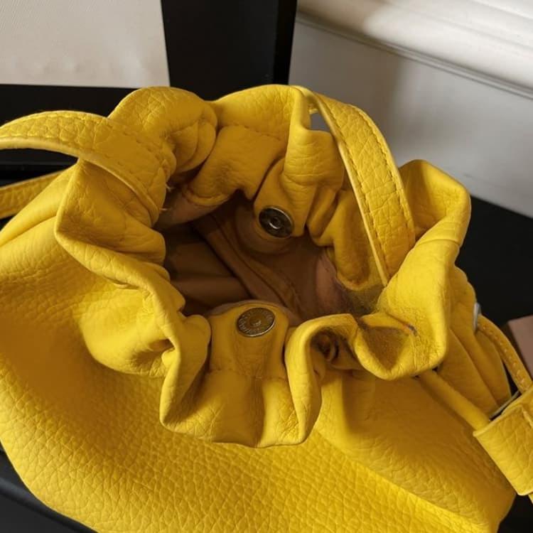 Lychee Pattern Drawstring Bucket Bag Women's Crossbody Shoulder Bag