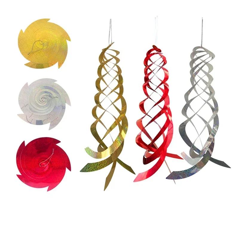 Hangable Radar Reflective Bird Repellent - Silver Spiral Wind Spinner - Effective Bird Deterrent for Gardens Chase Birds