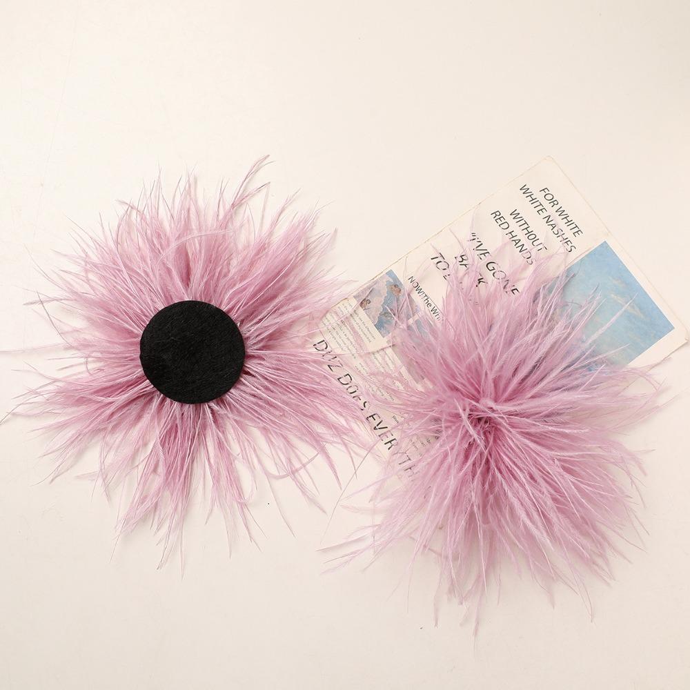 Fluffy Ostrich Feather Applique Handmade Feather Pin Feather Patch  DIY Handmade Accessory