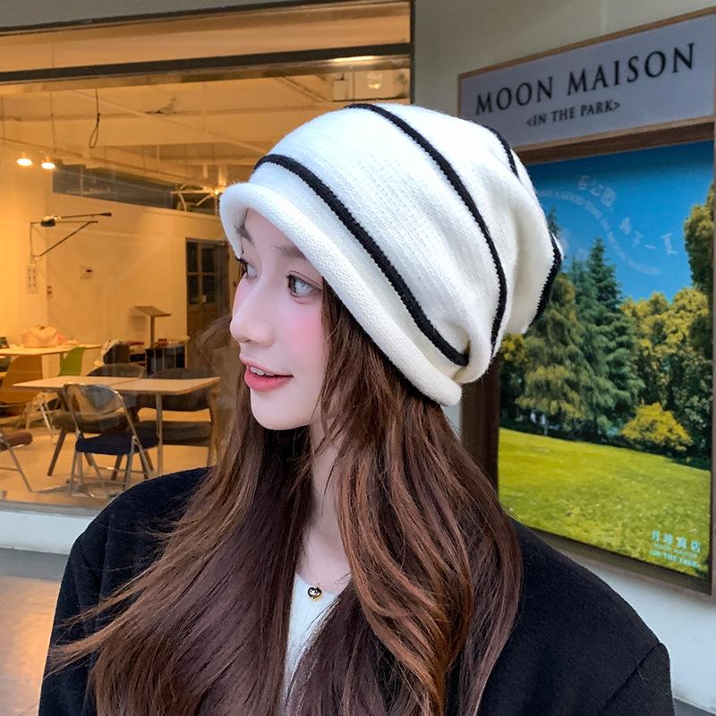 

Autumn and Winter Warm Confinement Hat Spring and Autumn Ear Protection Woolen Hat Face Showing Small Pullover Hat Cool Hat M（56-58cm）