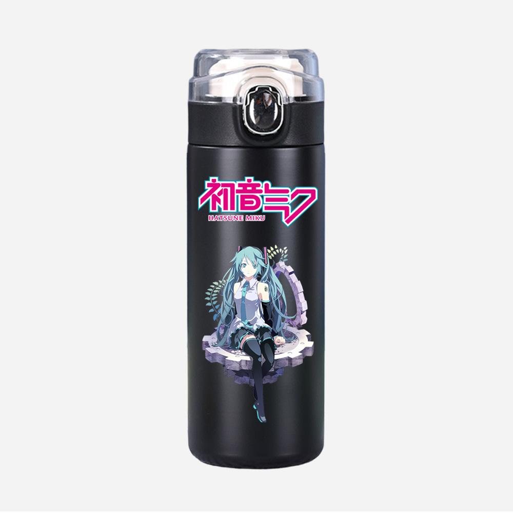 Tazza Termica Stampata Anime Hatsune Miku Portatile Acciaio Inossidabile 400ml Borraccia Anti-perdita Tazza da Campeggio Regalo