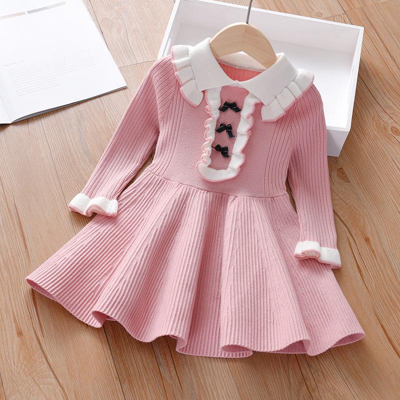 2025 Girls' Woolen Princess Dress – Autumn/Winter Long Sleeve Korean Style for Children