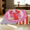Cartoon Lobster Flannel Fleece Blanket Anti-Pilling, Soft & Warm All Seasons Home Blanket, Perfect for Halloween & Christmas