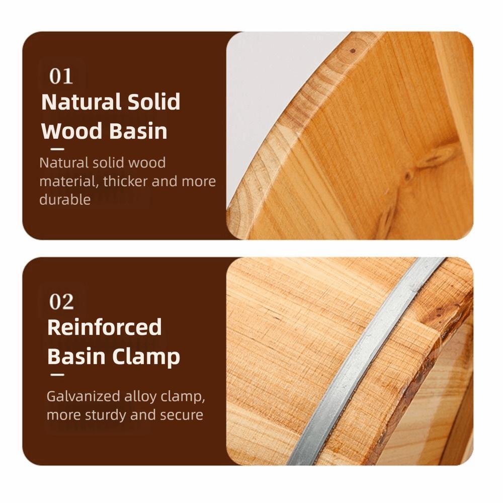 Anti-Leak Wooden Foot Tub Thickened Double Handle Bucket for Soaking Feet Deep Thermal Foot Soaking Spa Bucket