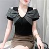 Summer Sexy Off Shoulder Beading T-shirt Women's Short Sleeves Tassels Design Tees New Cotton Female Tops