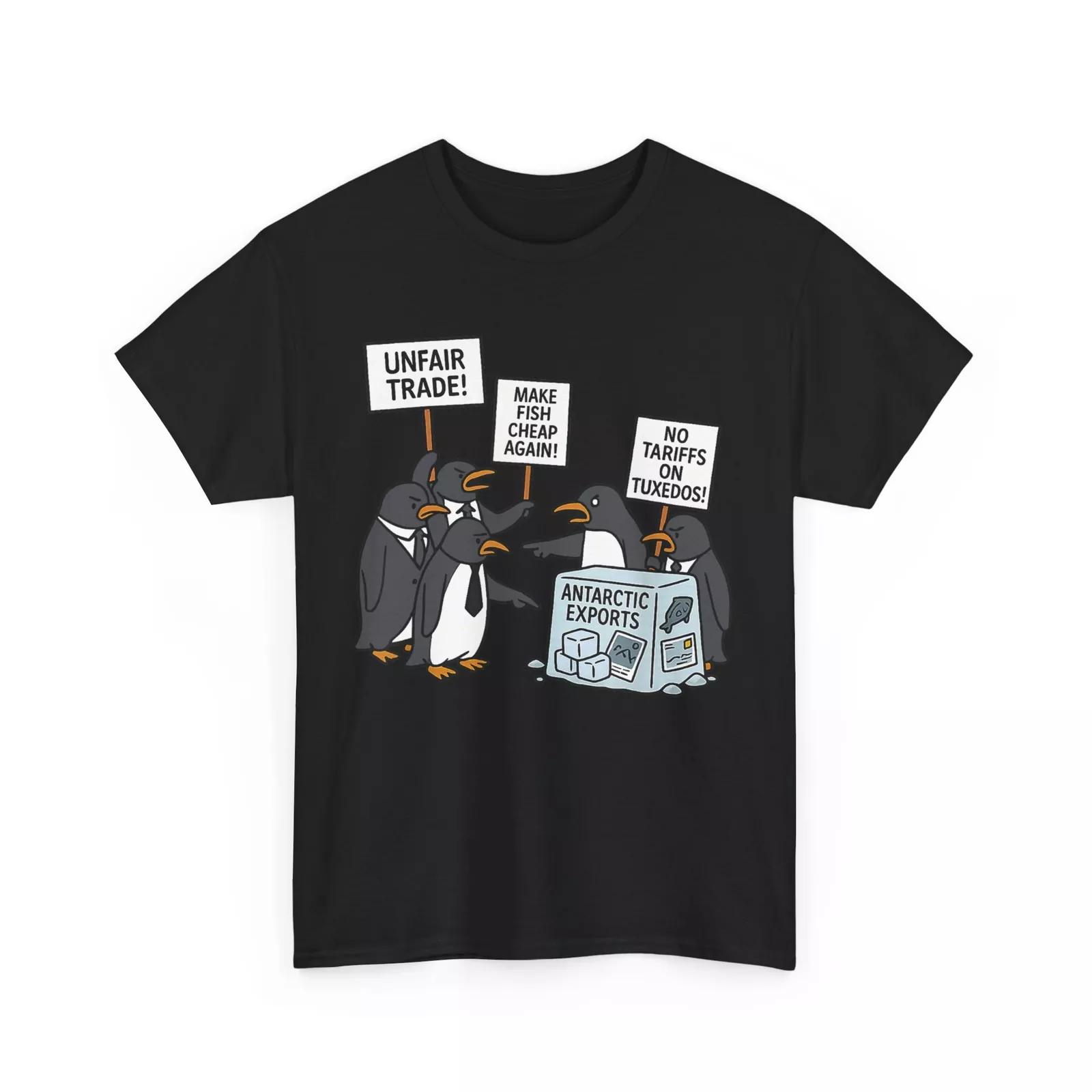 Penguins Tariff Shirt, Penguins Protest Against Tariffs Funny T-shirt 2XL