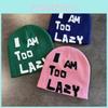 Am I Letter Too Lazy Embellishment Retro Streetwear Warm Wool Hat Knit Couples