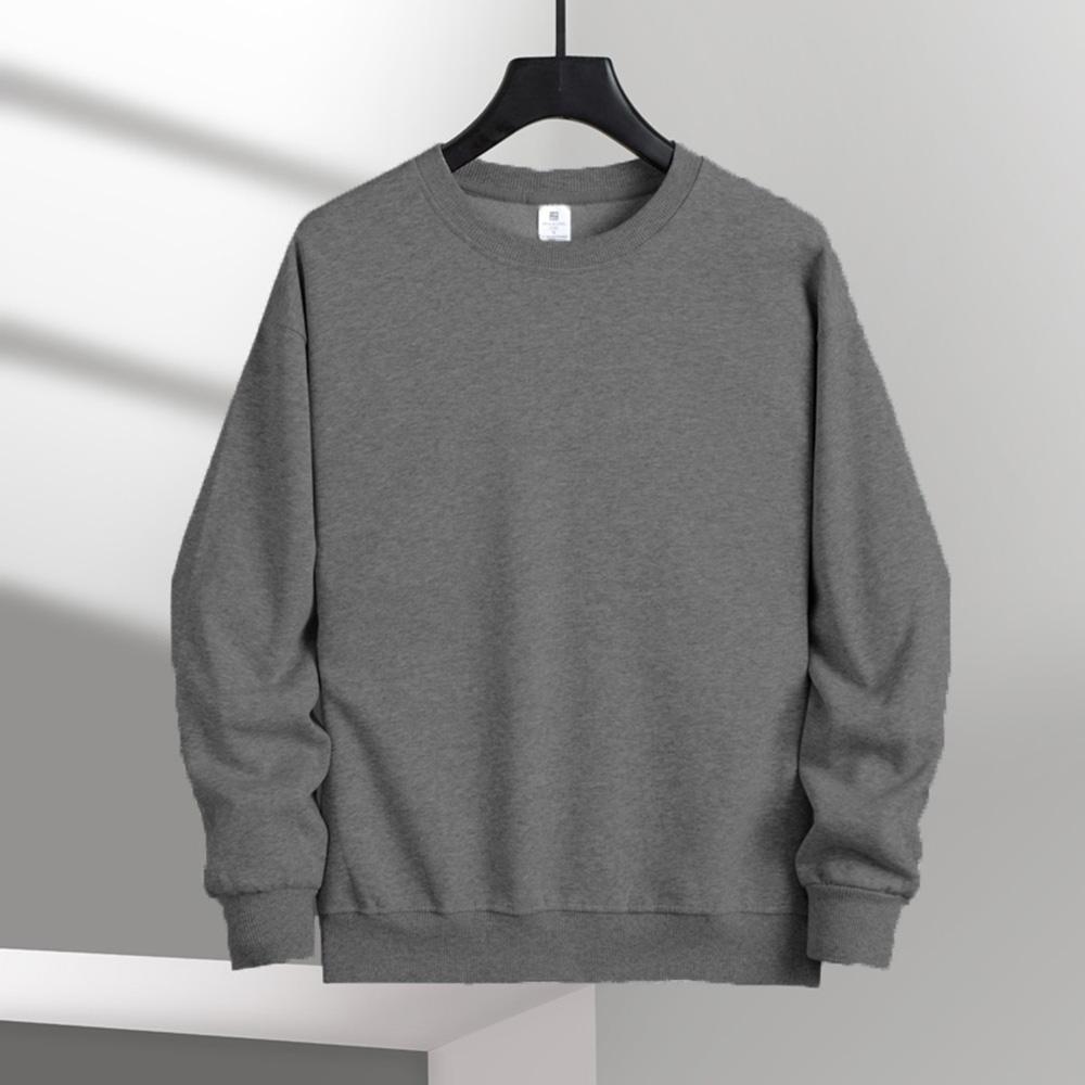 

Мужские повседневные однотонные толстовки с круглым вырезом, классические свитера, пуловеры, уличные, с длинным рукавом, модные, стандартные, Swatershirt S темно серый