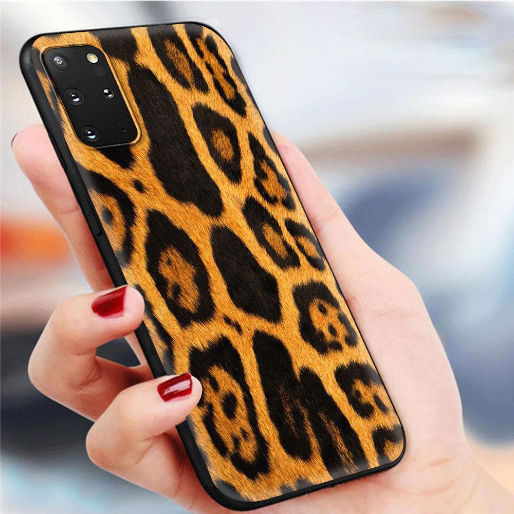 Capa de telefone para Samsung Galaxy S20 Ultra FE 5G S10 Lite S9 S8 Plus S7 Edge S10e TPU Capa de concha preta Sexy Leopard Print Panther