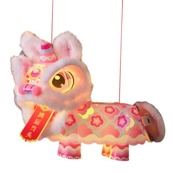 Lion Dance Lantern Handmade Chinese Traditional Lion DIY Crafts Spring Festival Handheld Lantern for Chinese New Year Mid-Autumn Festival Home Decor