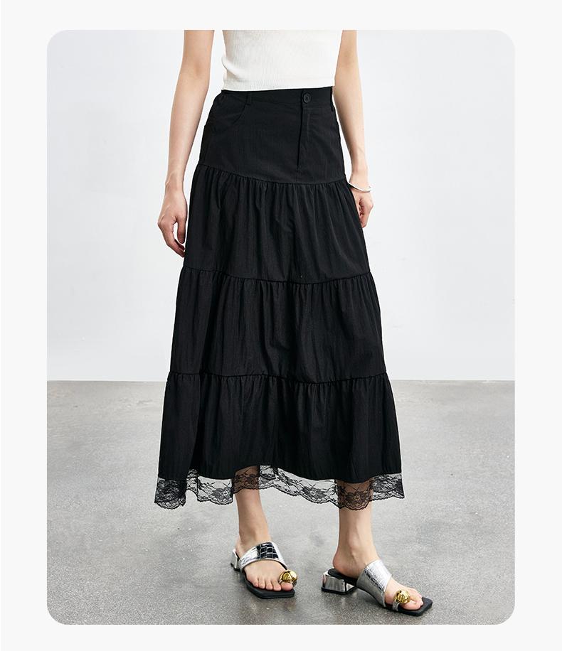 Qianwen Lace Splicing Half Skirt