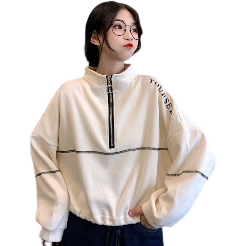 womens casual standing collar loose sweatshirt