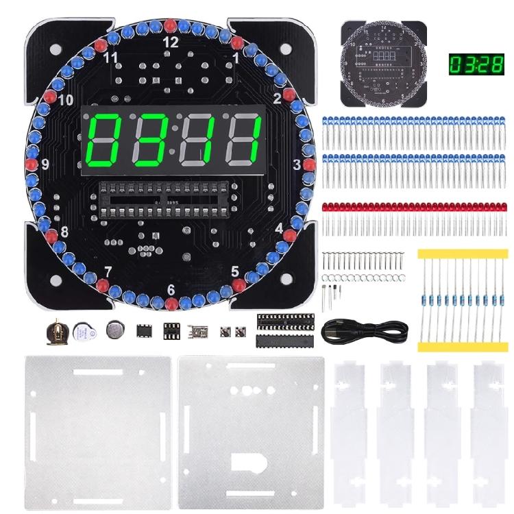 

Science Project Digital Clock Set With Power Failure Memory And LED Light Sensors For Soldering Practice зелений