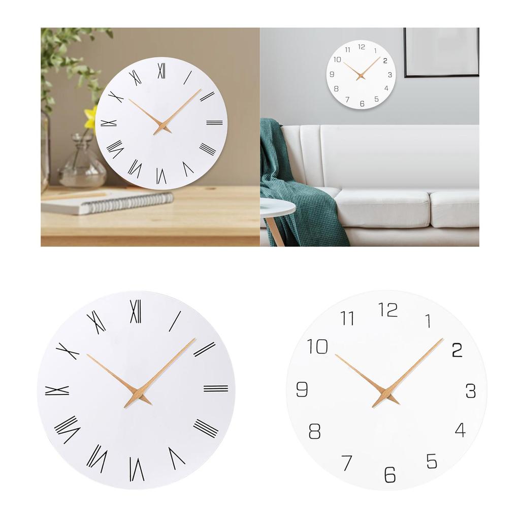Nordic Wooden Wall Clock Easy to Read Round 11.81'' Decorative Clock for Bedroom Hallway Kitchen Dining Room Home Decoration