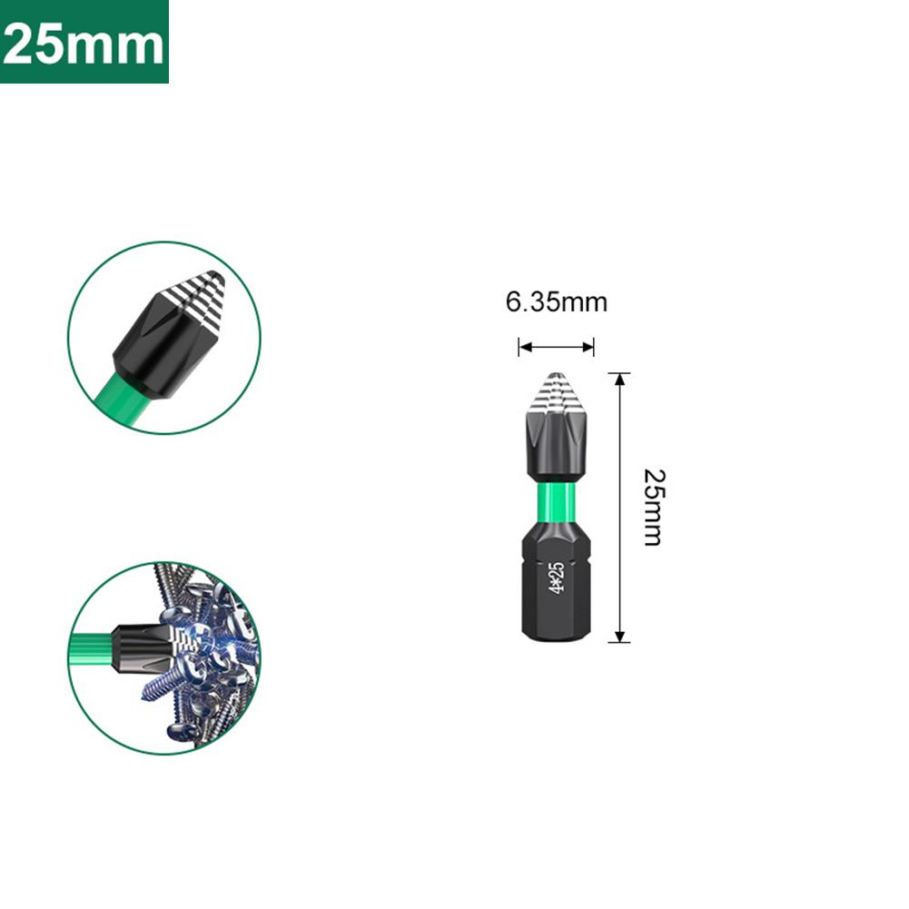 

25mm Magnetic Driver Bit Metal Construction Precision Machined Tip Reduces Screw Slippage Various Length Options
