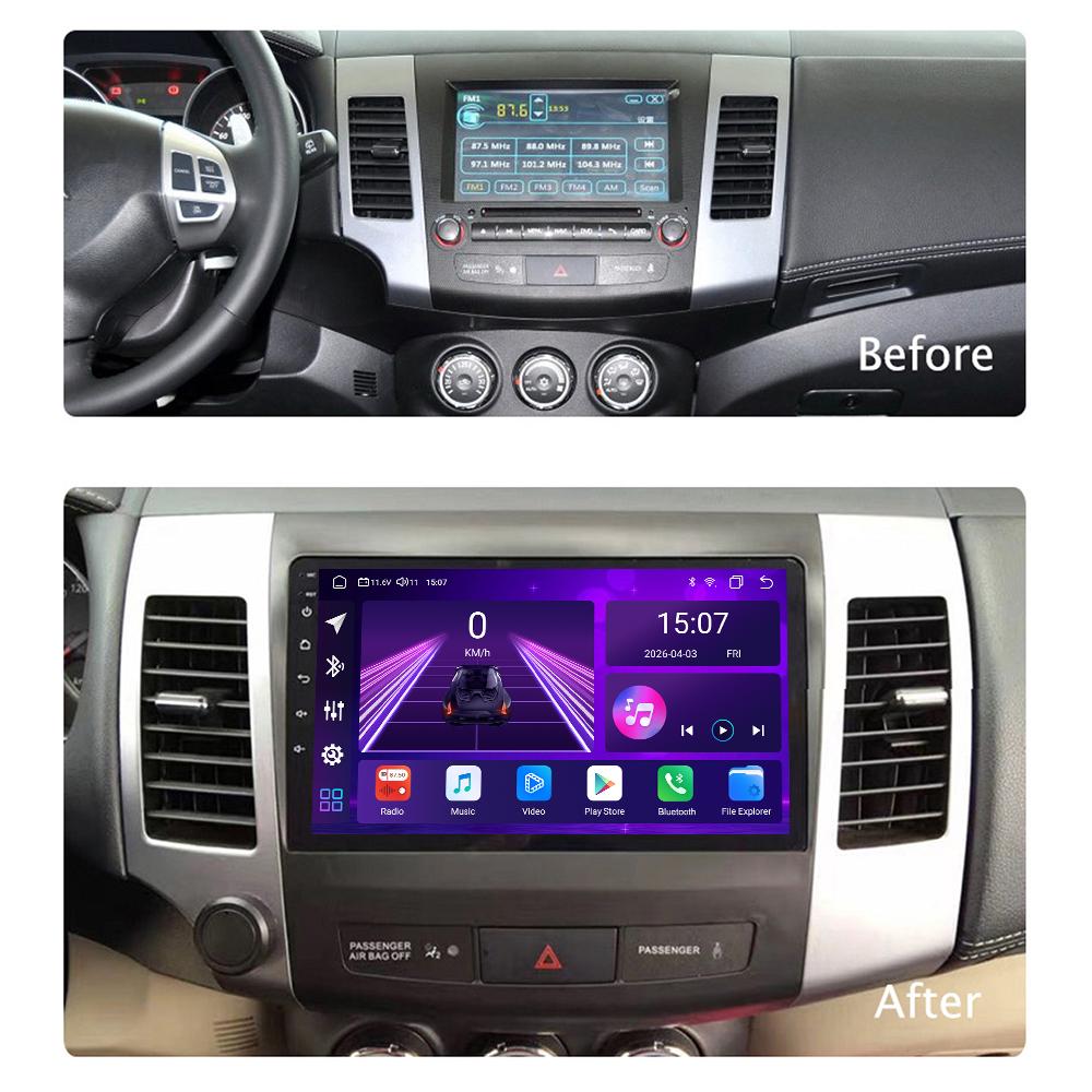 Android Car-Play Car Radio For Mitsubishi Outlander XL 2007-2012 Multimedia Player Head Unit Stereo GPS Navigation BT WIFI,8 CORE ,2+32GB