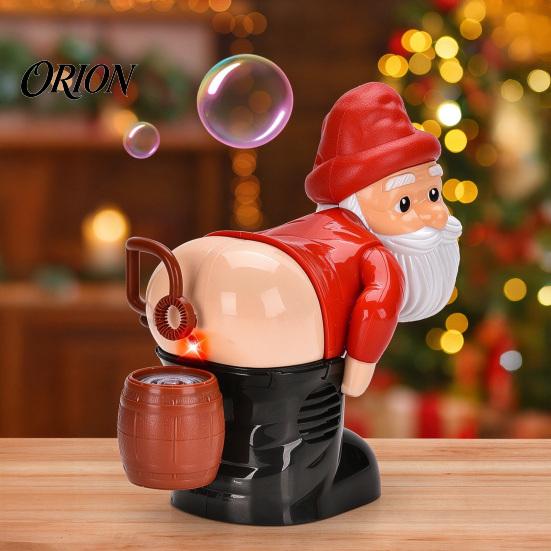Santa Farting Bubble Maker Christmas Automatic Blower, Musical Machine with Flashing Lights, Gnome Battery Operated for Kids Snowman Funny Sound Party