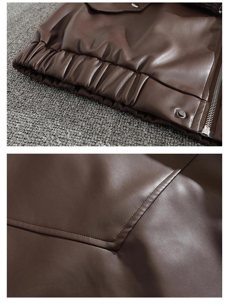 2025 Herren PU Leder Motorradjacke - Puffig, Weiche Lammnappa-Textur, Lässige Lockere Passform für Herbst und Winter