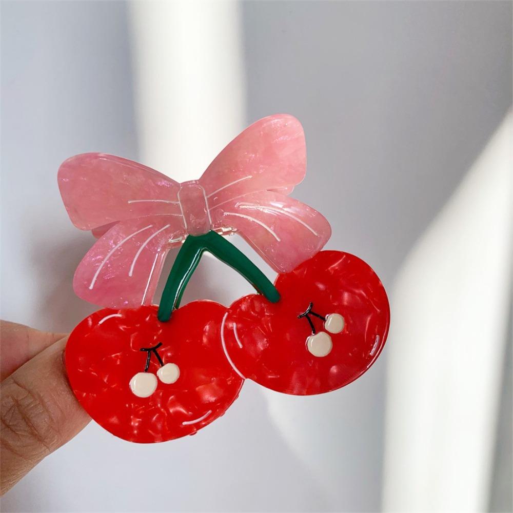 Cute Fruit Gripper Sweet Geometry Shark Clip Lovely Cherry Hair Claw  Daily
