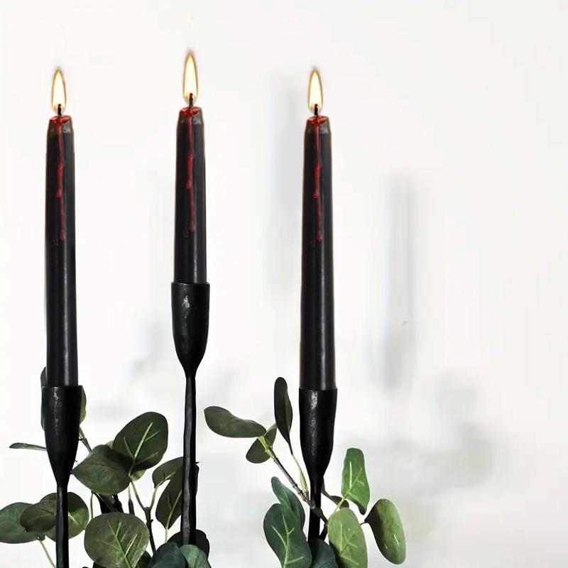 4 Pack Spooky Blood Drip Party Unscented Candlesticks Gothic Black Tapered Candlesticks Horrible 2 Colors