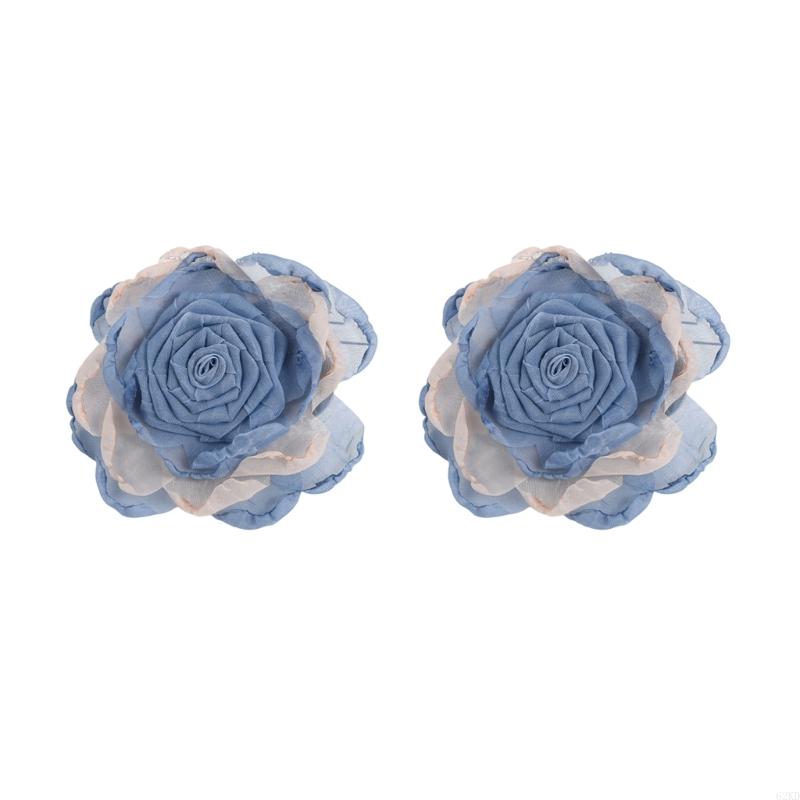 62KD 2 Piece Artificial Flower Curtain Tiebacks Metal Spring Clips for Window Drapes Drapery Holdbacks Clamps Room Decoration