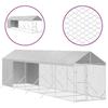 VidaXL Chenil d'extérieur pour chiens avec toit argenté 2x10x2,5 m, chenil pour chiens, cage pour chiens, cage pour animaux 3190492