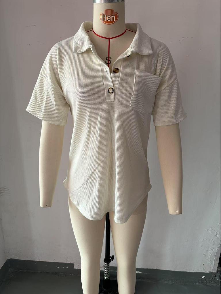 2025 Spring/Summer Women's Waffle Knit Shirt Top - European & American Bestseller