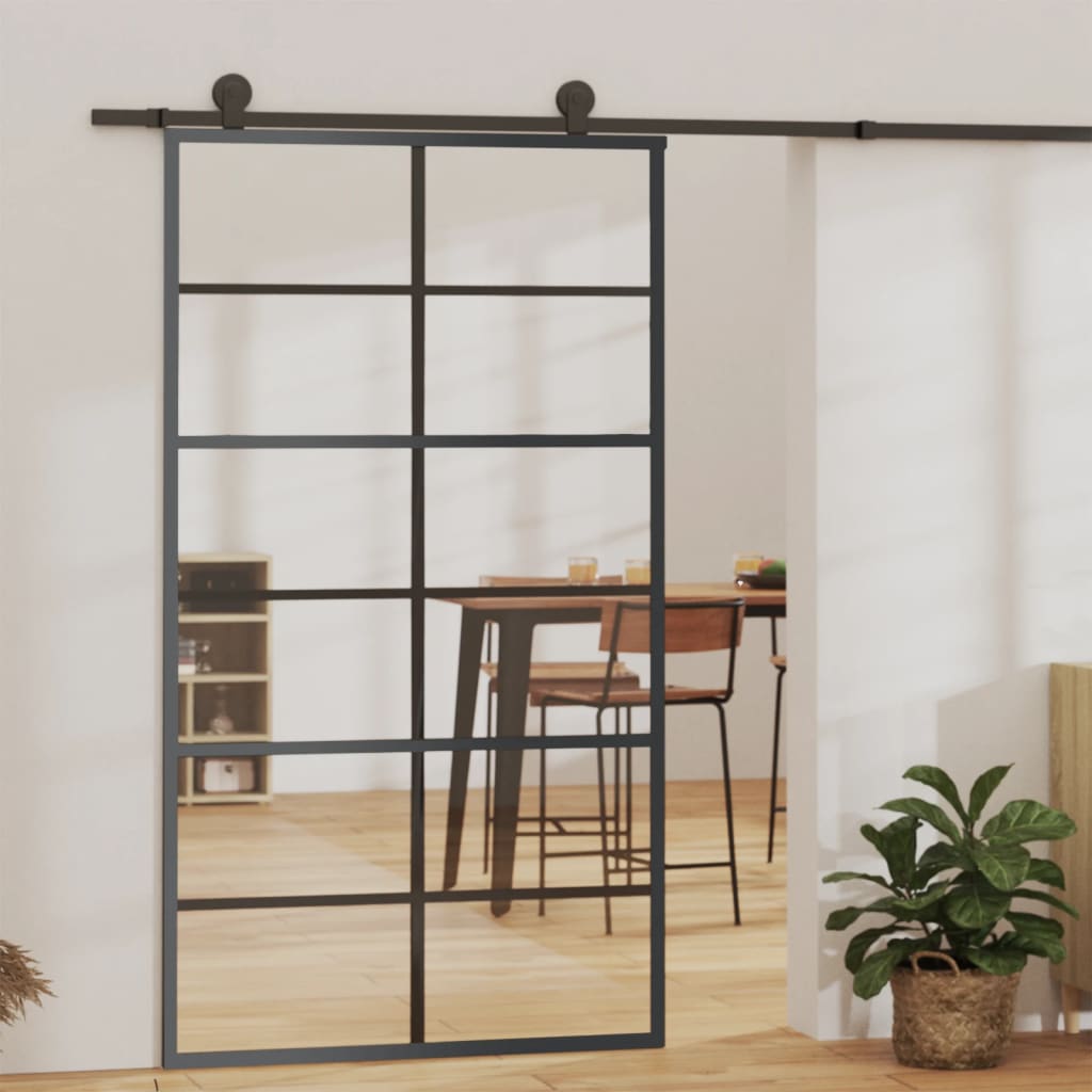 Vidaxl Schiebetür mit Zubehör, ESG-Glas und Aluminium, 102x205 cm
