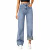 Women's High Waist Washed Women's Jeans Fashionable Versatile Straight Leg Pants