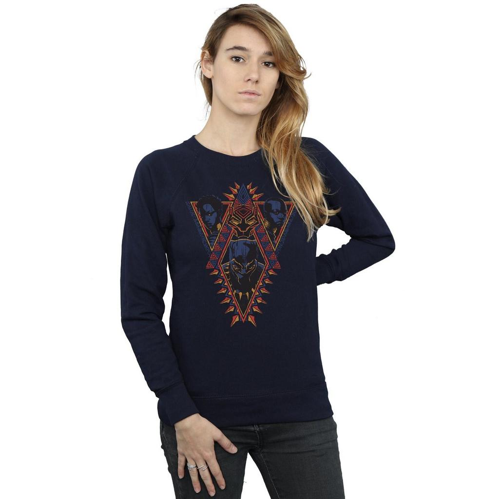 Marvel Womens/Ladies Black Panther Tribal Heads Sweatshirt