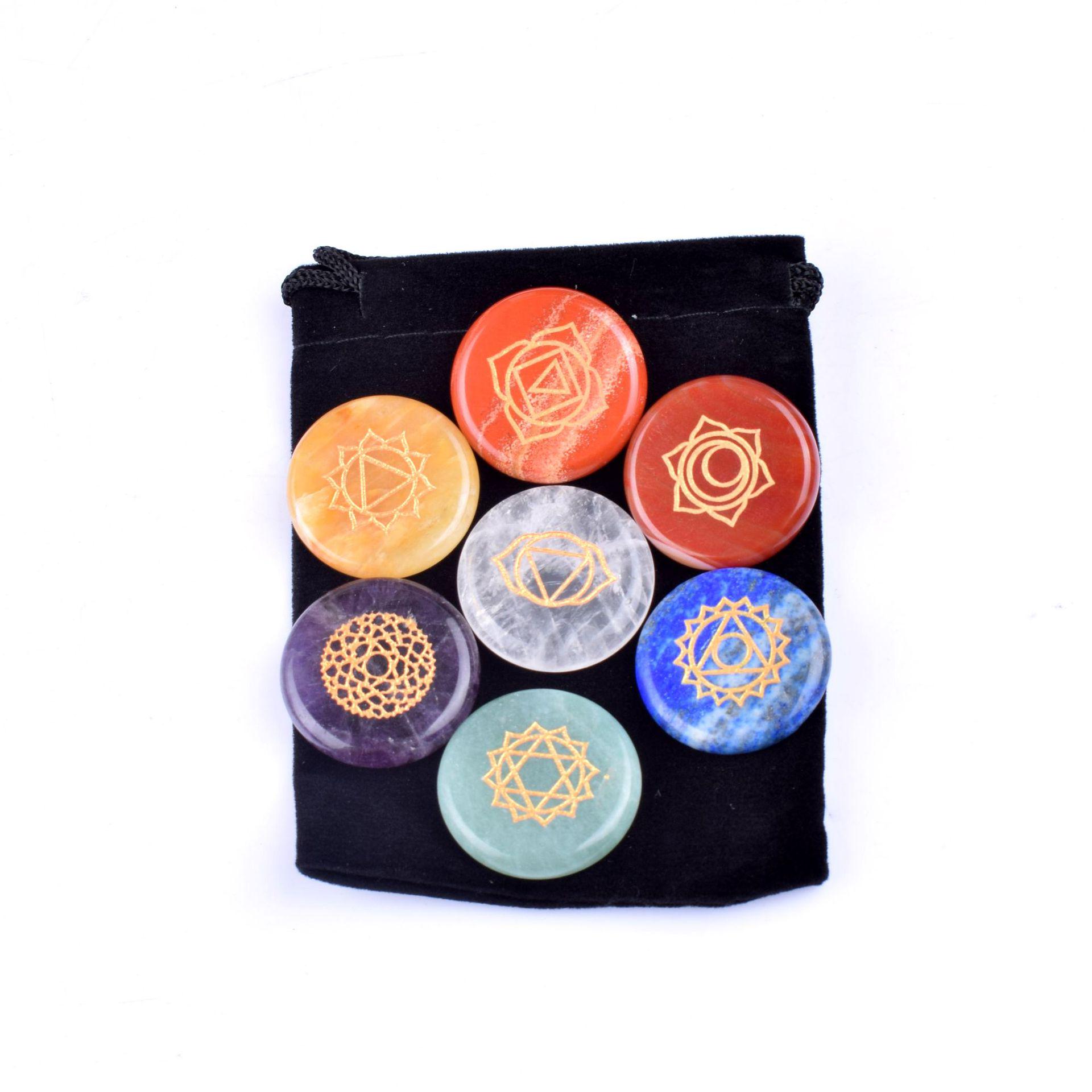 

Polished Seven-Color Agate Crystal Rune Stones for Yoga and Spirituality